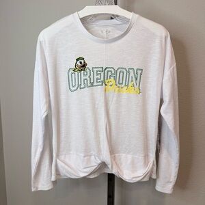 NWT Oregon Ducks women’s lightweight white long sleeve shirt size large